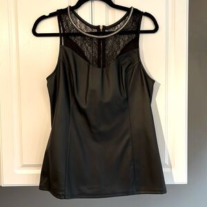 Express Faux Leather Black Top, Size M
